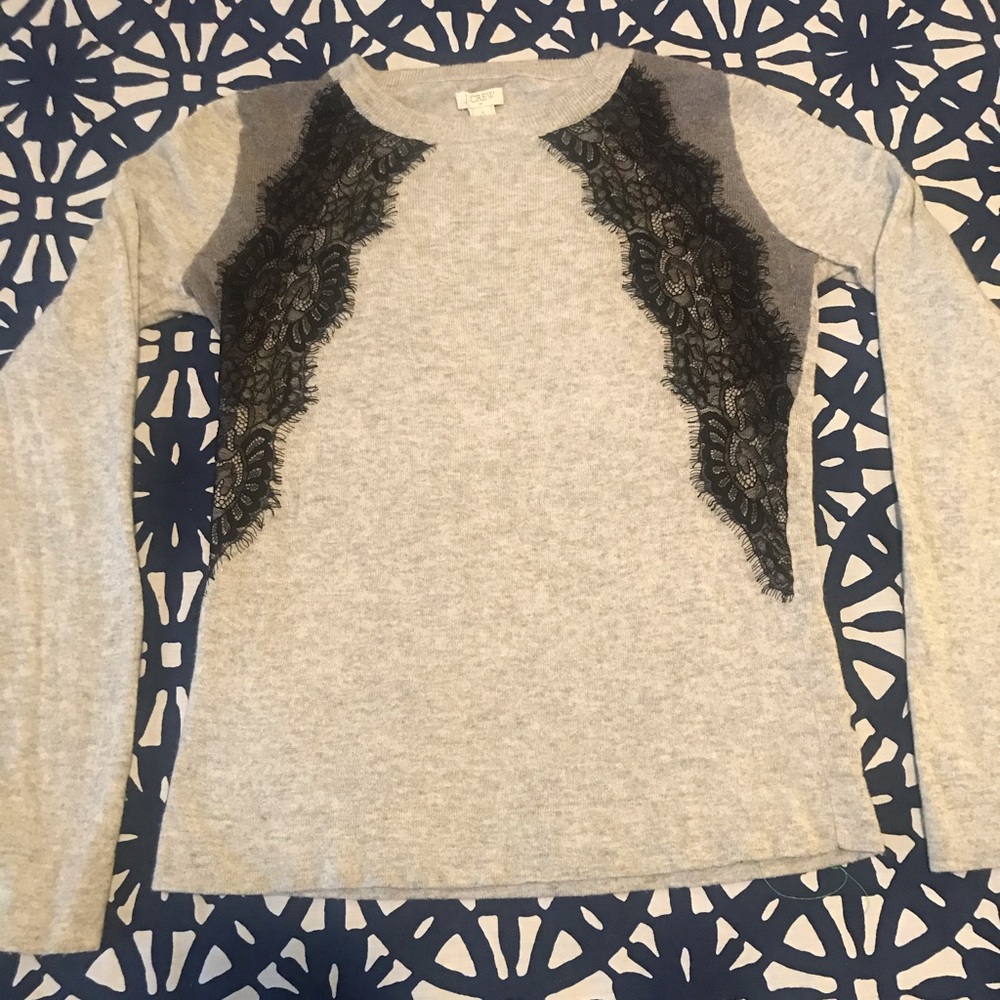 J crew sweater with lace detail